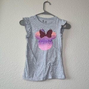 Disney Minnie Mouse Sequins Girls T-Shirt, Gray with Pink and Purple